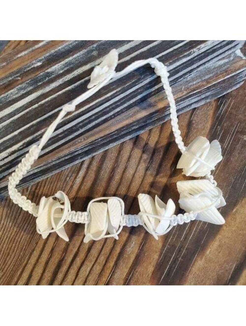 Bleached White Shell Macrame Bracelet